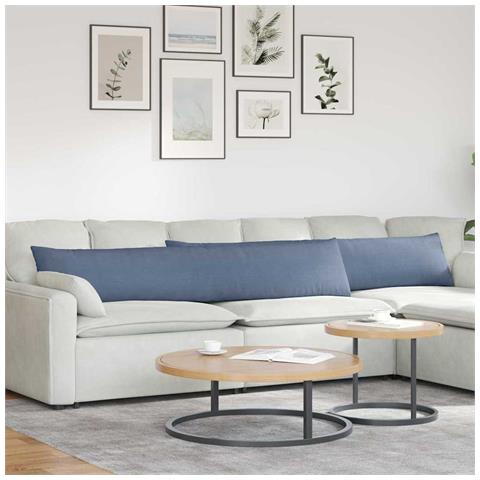 Cuscini da Divano 2 pcs Blu 200 x 40 cm Tessuto in Cords - Foto 2