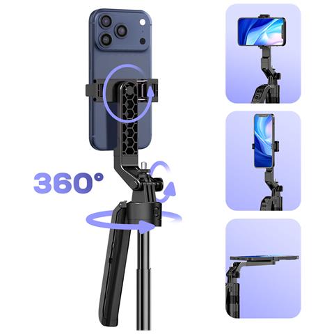 Treppiede Bluetooth Per Smartphone / Fotocamera Con Tracciamento Viso Regolabile A 360° - Foto 5