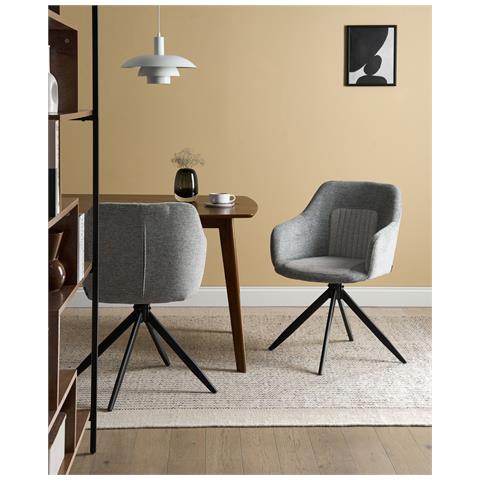 Set Di 2 Sedie Da Pranzo Likely Tessuto Grigio - Foto 1
