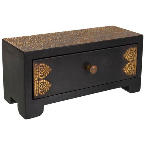 Baule Portagioie Legno Metallo Nero 20x8x8,5h Cm - Foto 1