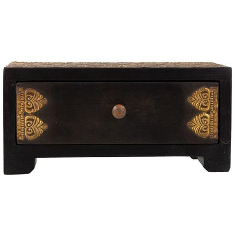 Baule Portagioie Legno Metallo Nero 20x8x8,5h Cm - Foto 2