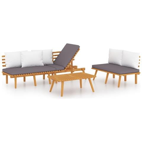 Set Divani da Giardino 3 pz con Cuscini in Massello di Acacia - Foto 1