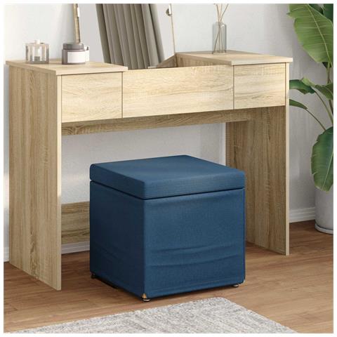 Pouf Blu 41 x 41 x 40 cm Tessuto e Legno Ingegnerizzato - Foto 2