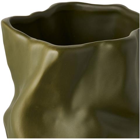 Vaso In Ceramica Verde Oliva Con Forma Organica Scultorea Ø15x25,5 Cm - Foto 2