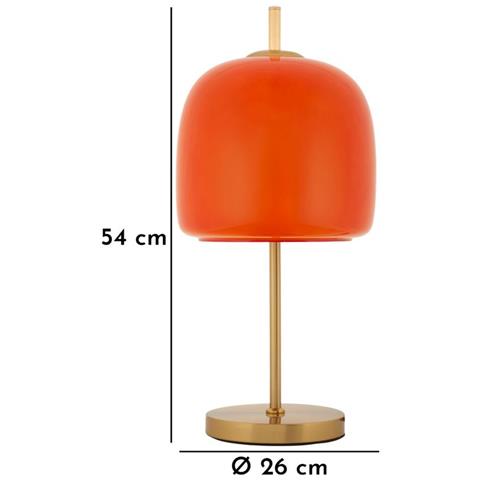 Lampada Da Tavolo Oldy In Ferro Dorato Con Diffusore In Vetro Arancione - Foto 7