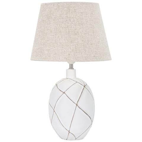 Lampada Da Tavolo Lines In Poliresina Bianca Con Motivo Geometrico A Losanghe - Foto 1