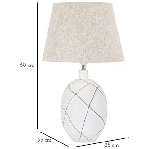 Lampada Da Tavolo Lines In Poliresina Bianca Con Motivo Geometrico A Losanghe - Foto 6