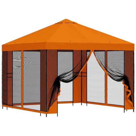 Gazebo da giardino con pareti laterali 3 x 3 m Arancione - Foto 1