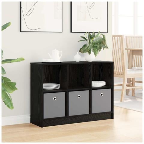 Credenza con cassetto Rovere Nero 88,5 x 27,5 x 63,5 cm - Foto 2