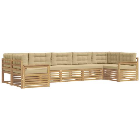 Set di divani da esterno con cuscino 7 pcs Bianco e Beige - Foto 1