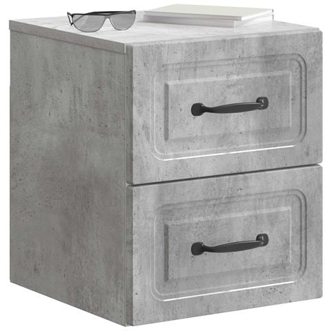 Mobiletto da notte a muro con cassetto 2 pcs Grigio Cemento - Foto 2