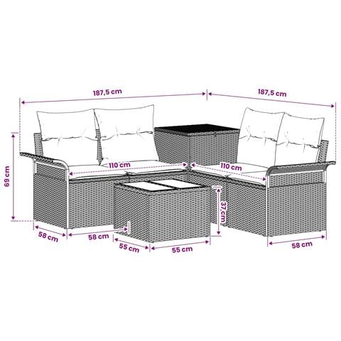 Set di divani 6 pz 4-Numero di posti Beige e Bianco Crema - Foto 10