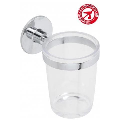 Portaspazzolino in acciaio cromato e Abs con duplice fissaggio serie Idea - Foto 1