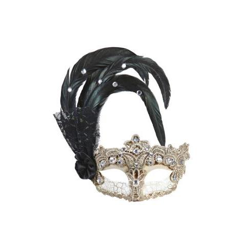 Maschera Gran Gala Macrame' Con Piume - Foto 1