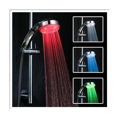 Miscelatore Soffione Doccia Led Cromoterapia Tre Colori Bagno Multicolore - Foto 1