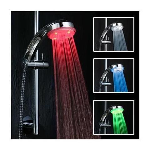 Miscelatore Soffione Doccia Led Cromoterapia Tre Colori Bagno Multicolore - Foto 2