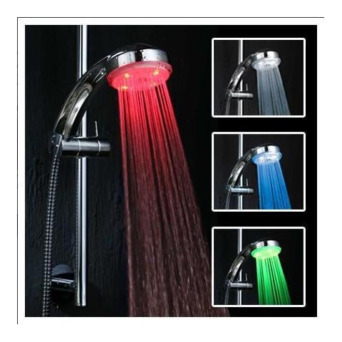 Miscelatore Soffione Doccia Led Cromoterapia Tre Colori Bagno Multicolore - Foto 3