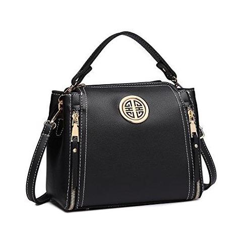 La Signorina Lulu Donne Borse Dellunit Di Elaborazione Di Cuoio Casuale Viaggi Signore Maniglia Superiore Spalla Crossbody Messenger Bag Medium Tote (nero)  - Foto 1