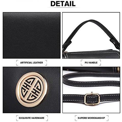 La Signorina Lulu Donne Borse Dellunit Di Elaborazione Di Cuoio Casuale Viaggi Signore Maniglia Superiore Spalla Crossbody Messenger Bag Medium Tote (nero)  - Foto 4