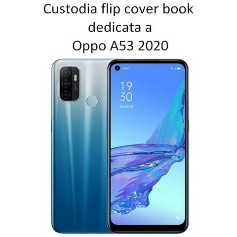 Smart Book Custodia Poket Silicone Flip Cover Case Per Oppo A53 (2020) Black - Foto 2