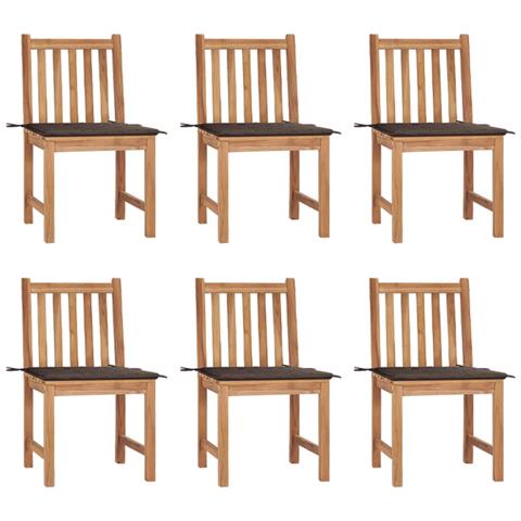 Sedie da Giardino 6 pz con Cuscini in Legno Massello di Teak - Foto 1