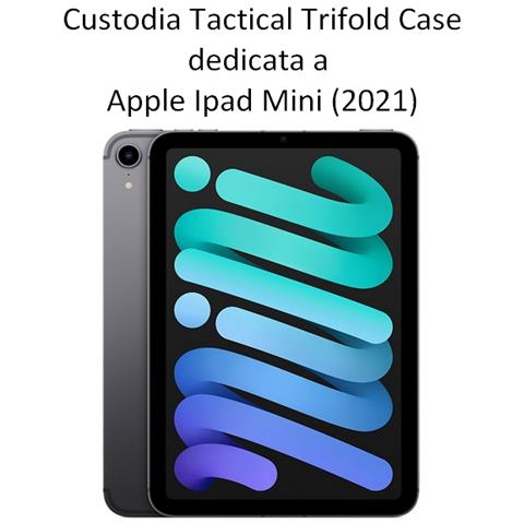 Tactical Custodia Originale Book Trifold Case Per Apple Ipad Mini 6 (2021 ) A2568 Azzurro - Foto 2