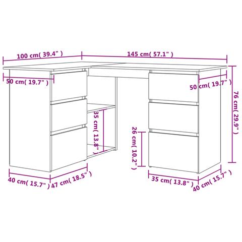 Scrivania Angolo Grigio Sonoma 145x100x76 cm Legno Multistrato - Foto 6