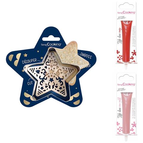 Kit Tagliabiscotti Stella + 2 Penne Al Cioccolato Pastello Rosse E Rosa - Foto 1