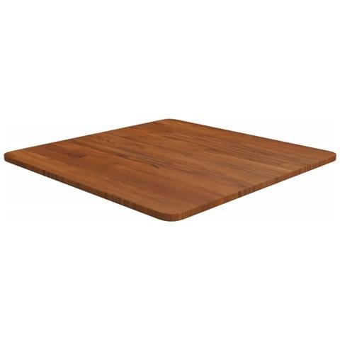 Piano Tavolo Quadrato Marrone Scuro 60x60x1,5cm Rovere Trattato - Foto 1