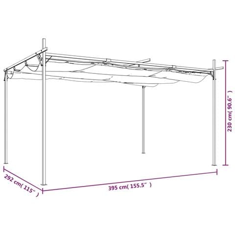Pergola Con Tetto Retrattile Tortora 395x292x230 Cm - Foto 7