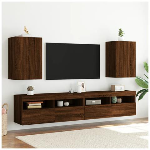 Mobili Tv Muro 2 Pz Rovere Marrone 40,5x30x60 Legno Multistrato - Foto 3