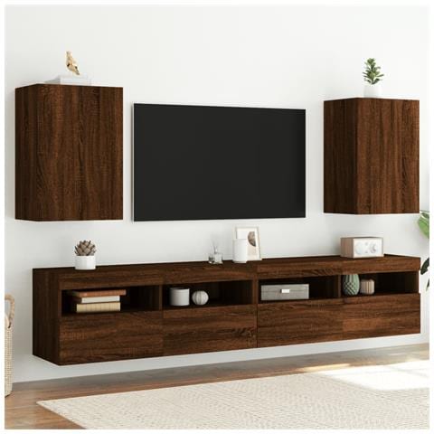 Mobili Tv Muro 2 Pz Rovere Marrone 40,5x30x60 Legno Multistrato - Foto 1