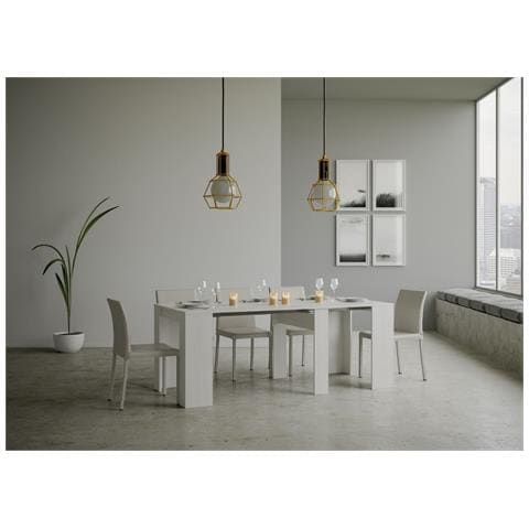 Consolle Allungabile 90x48/204 Cm Basic Small - Bianco Frassino - Foto 2