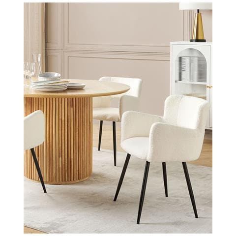 Set Di 2 Sedie Da Pranzo Bouclé Bianco Sanilac - Foto 1