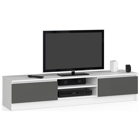 Mobiletto TV, 2 ante, 160x40x33 cm, Colore Bianco e Grigio Grafite - Foto 1