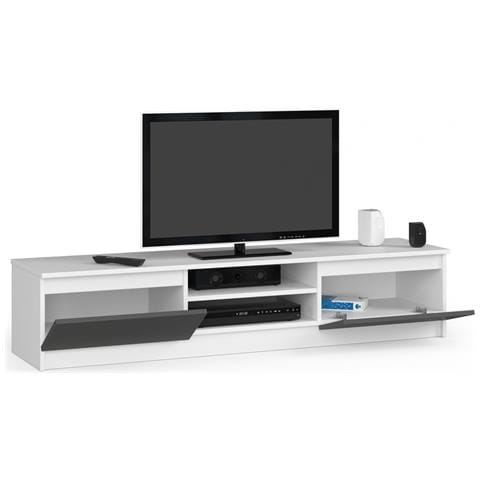 Mobiletto TV, 2 ante, 160x40x33 cm, Colore Bianco e Grigio Grafite - Foto 2
