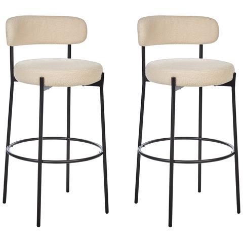 Set Di 2 Sedie Alte Allison Bouclé Beige Chiaro - Foto 2