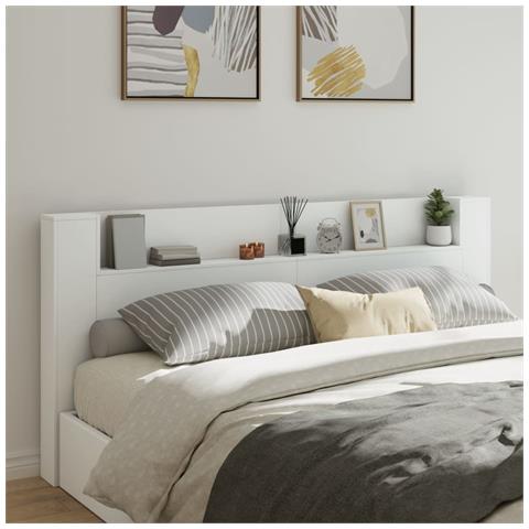 VIDAXL Testiera Con Contenitore A Led Bianca 220x16,5x103,5 Cm