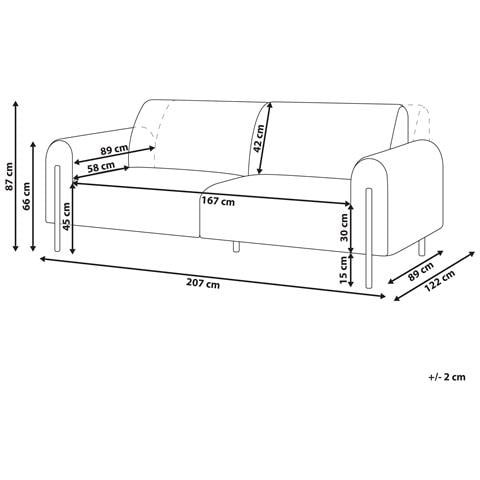 Divano 3 Posti Askim Tessuto Marrone Dorato - Foto 11
