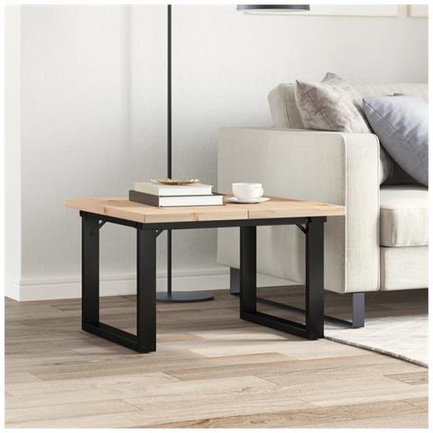 Tavolino Salotto Telaio A O 70x70x40,5cm Massello Pino E Ghisa - Foto 3