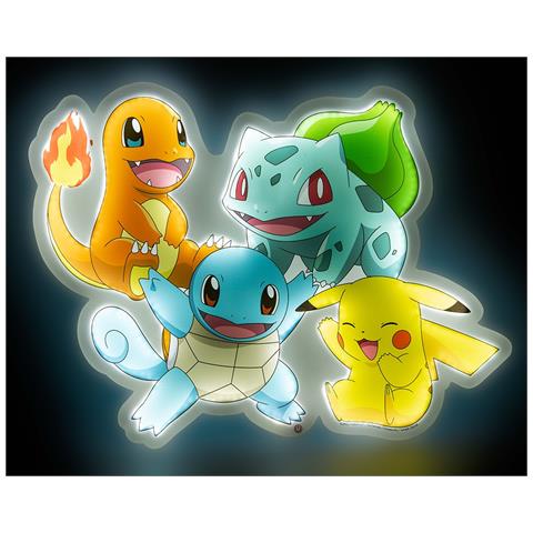 Lampada A Neon Da Muro Pikachu E Starters 53 Cm, Multicolore - Foto 2
