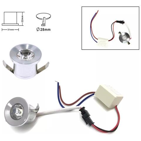 Kit 10 Faretti Luce Calda Faretto Led A Incasso 1 W Trasformatore Silver P31 - Foto 2