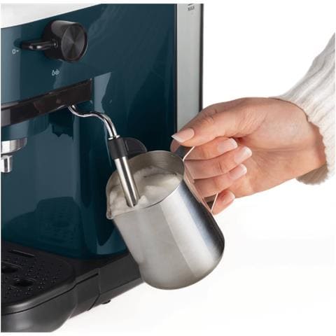 Macchina da Caffè Espresso Manuale Espresso Cialde e Capsule Serbatoio 1.1 Lt. Potenza 1300 Watt Colore Bianco / Blu - Foto 3