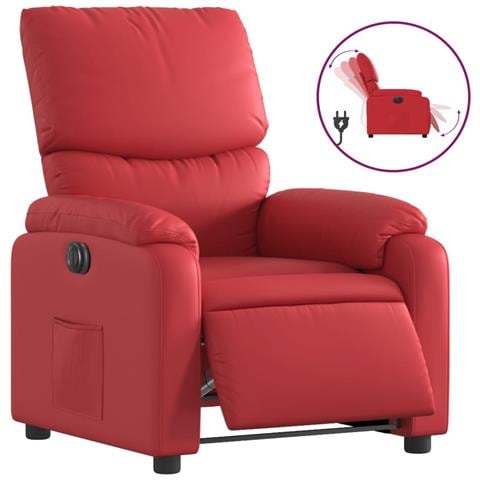 Poltrona Reclinabile Elettrica Rossa In Similpelle - Foto 2