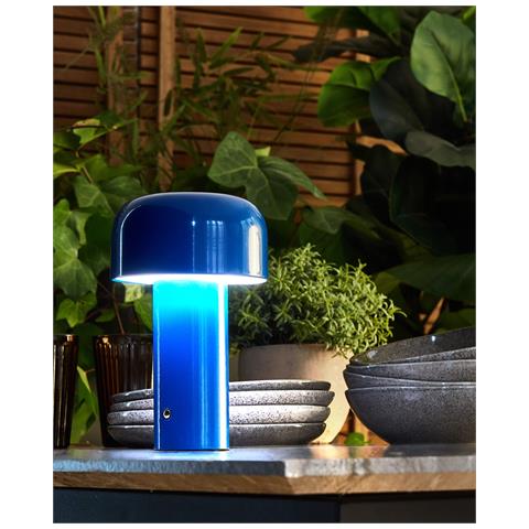 Lampada Da Tavolo Senza Fili A Led Besos Con Dimmer Metallo Blu - Foto 1