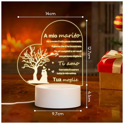 Lampada Led Bianca Elegante - Regalo Ideale Per Il Tuo Marito A San Valentino - Foto 6