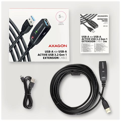 ADR-305 USB 3.2 Gen 1 A-M -> A-F active extension /repeater cable 5m - Kabel - Digital /Daten cavo USB USB 3.2 Gen 1 (3.1 Gen 1) USB A Nero - Foto 2