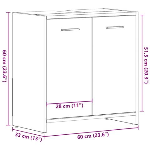 Mobile Lavabo Bagno Rovere Nero 60x30x60cm in Legno Multistrato - Foto 9