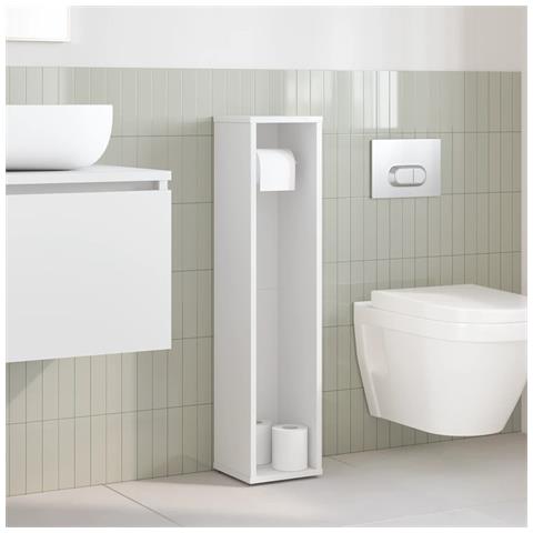 Mobile Da Bagno Con Portarotolo Bianco 20,5x20x90 Cm - Foto 3