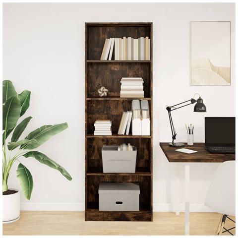 Libreria Rovere Fumo 60x24x176 Cm In Legno Multistrato - Foto 3
